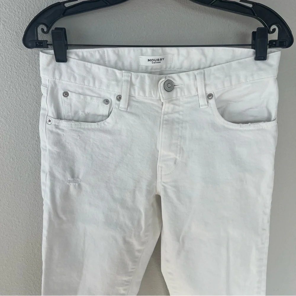 Moussy Vintage Velma Skinny Ankle Jeans White Denim Distressed Women’s 28